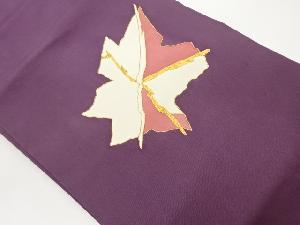 塩瀬金駒刺繍抽象葉模様名古屋帯